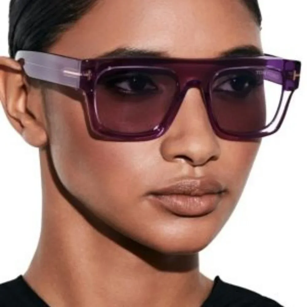 Tom Ford FAUSTO FT0711/S 81Y Men BRAND NEW Sunglasses Transparent Violet Square